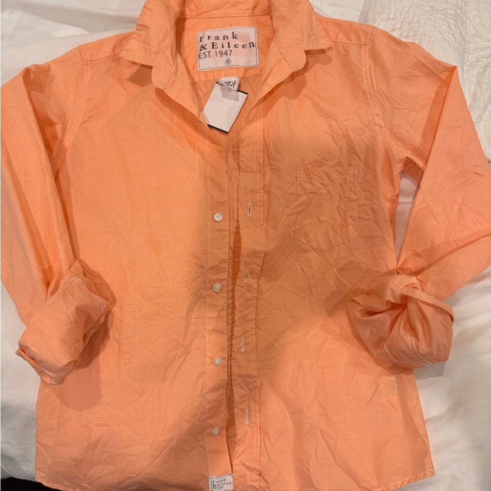 Frank & Eileen Orange signature crinkle Button-Up Shirt